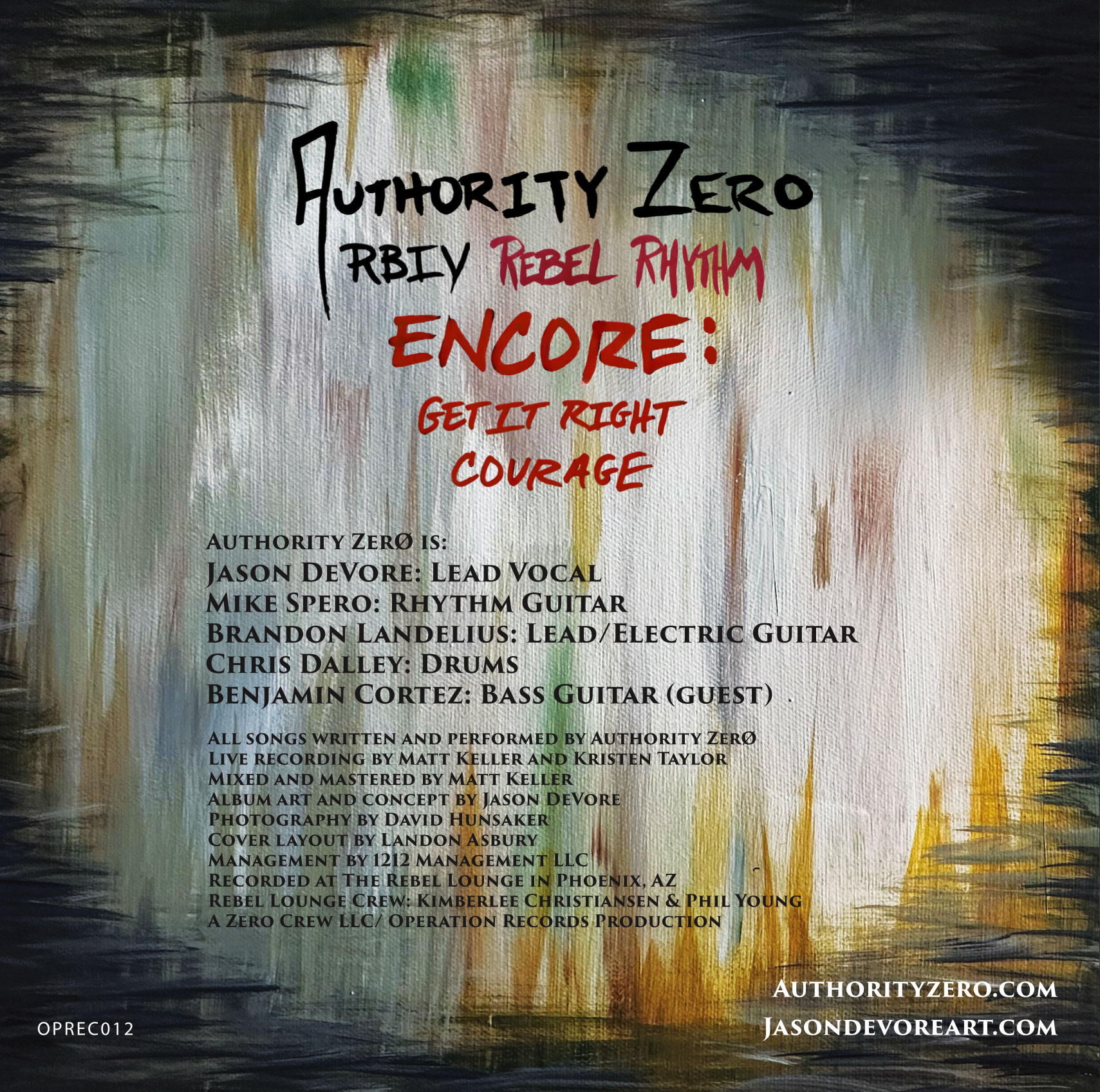 Authority Zero RBIV Encore - Back
