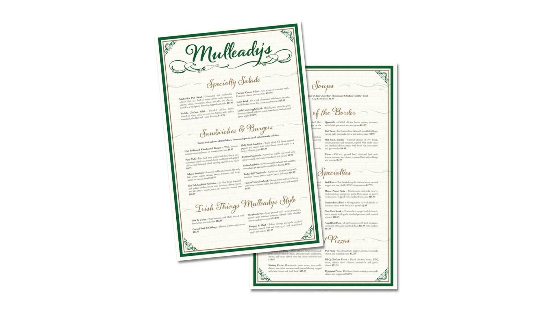 Mulleady’s Restaurant Menu